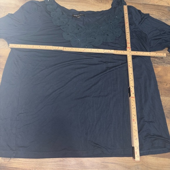 Adrienne Vittadini Studio 3X Navy Long-Sleeve Top - Picture 5 of 6